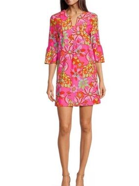 Jude Connally Kerry Twirling Peacock Spring Pink Dress